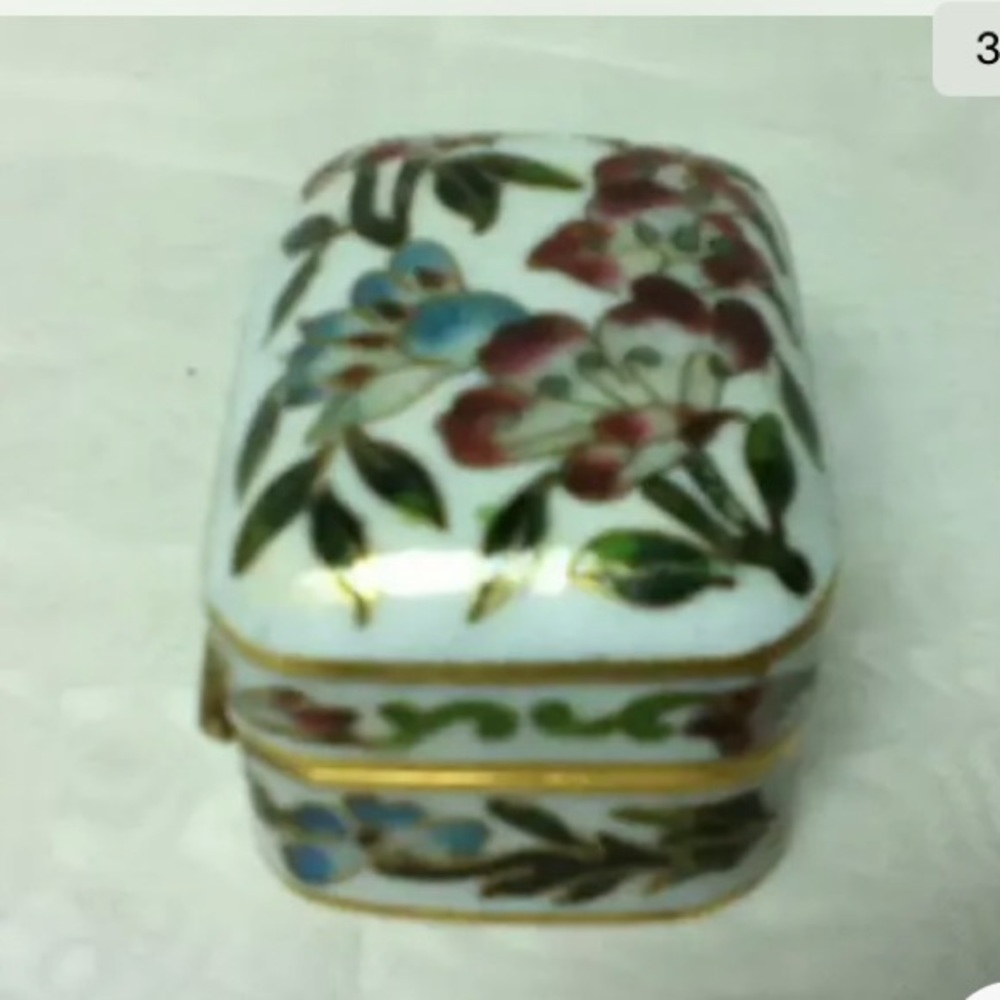 Vintage, Elegant, Cloissone Rectangular Hinged Tr… - image 3